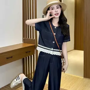 2026 Quần jean dài đến mắt cá chân thời trang nữ Xuân đông Phong cách mới Giảm tuổi Khâu ren Quần ống rộng Ôm hơn Cảm giác dáng rộng phù hợp