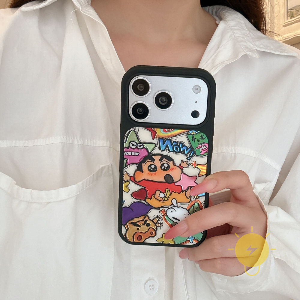 Phone Case For iPhone 17 Pro Max 16 15 14 13 TPU Cartoon Gilding Aesthetic Korean Cute