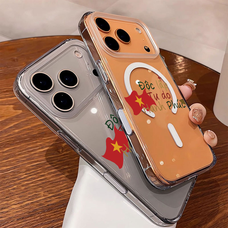 Ốp lưng iPhone trong suốt hỗ trợ sạc không dây từ tính - iP 7/8/X/XS/XR/11/12/13/14/15/16/17/Plus/Air/Pro/Max