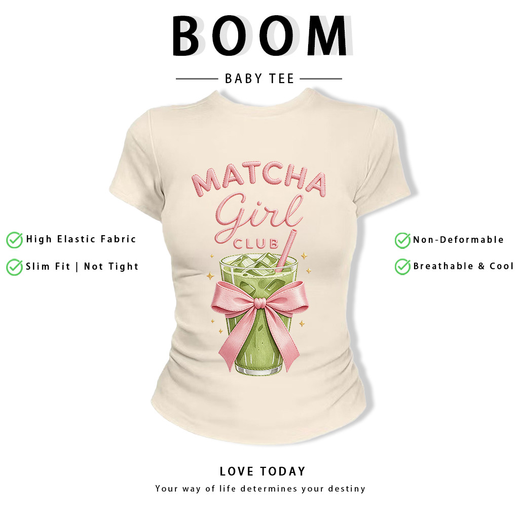 BOOM Áo Baby Tee Nữ Cotton Ôm Body-Áo Thun Ngắn Tay Y2K In Hình PhongCách Mùa Hè, Cổ Tròn Hàng Đầucách hàn quốc phongG26