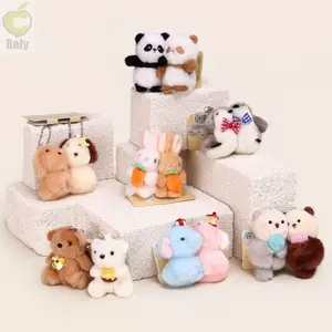 ROLY Bestie Bùa May Mắn, Mặt Dây Chuyền Móc Khóa Nhiều Màu Động Vật Hoạt Hình, Búp Bê Sang Trọng Dễ Thương Gấu Trúc Thỏ Chó Gấu Voi Cặp Đôi Pendnats Quà Tặng