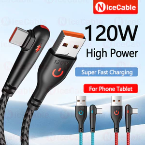 Cáp dữ liệu sạc siêu nhanh loại C công suất cao 120W Cắm và chạy 90° Thiết kế khuỷu tay Cáp dữ liệu sạc 0.25M 1.5M 2M cho máy tính bảng điện thoại
