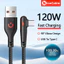Cáp dữ liệu sạc nhanh an toàn 120W dệt 90° Thiết kế khuỷu tay Cáp dữ liệu sạc 0.25M / 1.5M / 2M USB sang Type C Cáp dữ liệu sạc cho điện thoại Power Bank