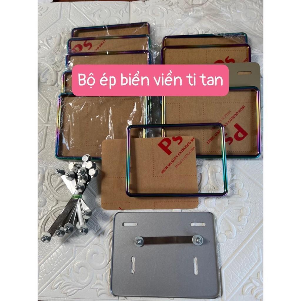 Bộ Khung biển số xe máy, xe điện - Bộ khung ép biển số xe máy viền titan, inox, viền hộp..