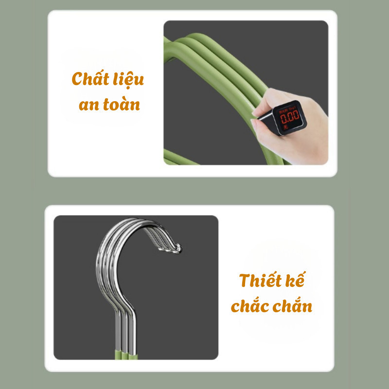 Set Móc Quần Áo Trẻ Em HomeMate Lõi Thép Bọc Nhựa Chống Trượt, Móc Treo Cho Bé Chống Phồng Vai Siêu Bền