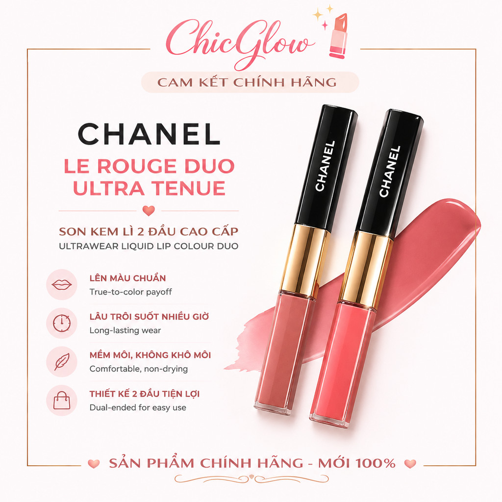 [Chính Hãng] Son Môi ℂℍ𝔸ℕ𝔼ℒ 𝐋𝐄 𝐑𝐎𝐔𝐆𝐄 𝐃𝐔𝐎 𝐔𝐋𝐓𝐑𝐀 𝐓𝐄𝐍𝐔𝐄 3.5g Fullsize Mịn Môi, Lên Màu Tự Nhiên, Dễ Dùng