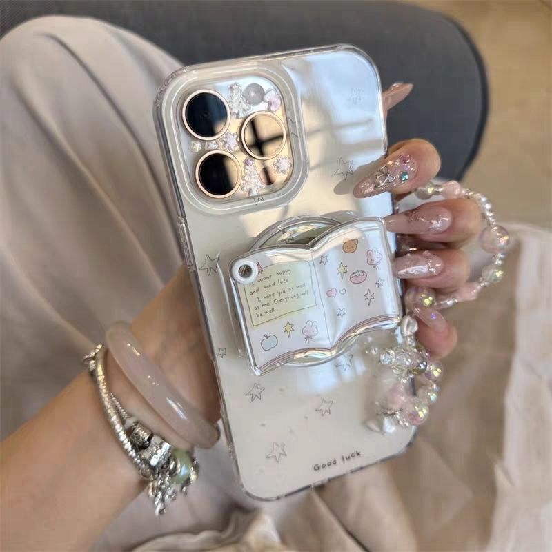 Ins Creative Niche Star Dot Book Mirror Giá đỡ từ tính Thích hợp cho Apple 16pro15 Vỏ điện thoại 14 Vỏ bảo vệ