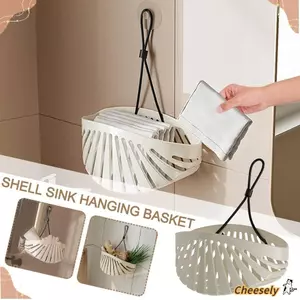 Giỏ treo thoát nước nhà bếp CHEESELY, Giỏ đựng nước bồn rửa treo hình vỏ, Giá phơi xà phòng silicon đa chức năng bền bỉ Đồ dùng nhà bếp