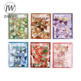 JIANWU Nhiều Màu Sắc Cờ Series Vintage Lễ Hội Biểu Ngữ Phong Cảnh Chất Liệu Cắt Dán Thêu Sò Nhãn Dán Sáng Tạo Tạp Chí Văn Phòng Phẩm