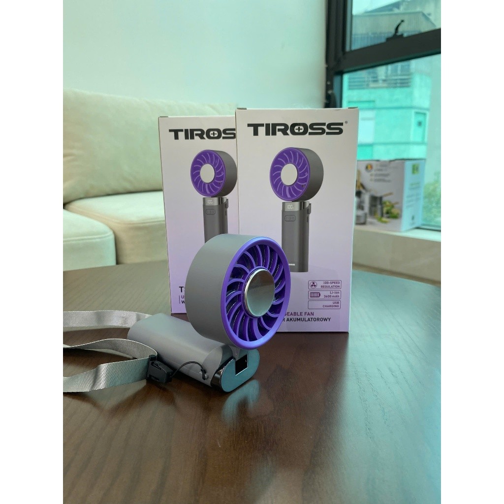 Quạt Tích Điện Cầm Tay Tiross TS3434 3600mAh 100 Tốc Độ, USB Sạc Nhanh Nhỏ Gọn, Màn Led Hiển Thị