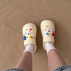 4cm Chiều Cao Lỗ Giày eva Nữ Chống Trơn Trượt Khử Mùi Thoáng Khí Mũi Che Dép Mùa Hè Bên Ngoài Mặc Dày-sol