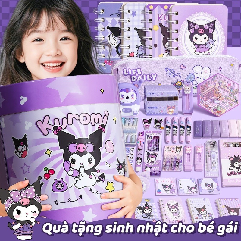 Bộ quà tặng văn phòng phẩm đồ dùng học tập dễ thương hoạt hình cho bé học sinh sinh nhật 1/6