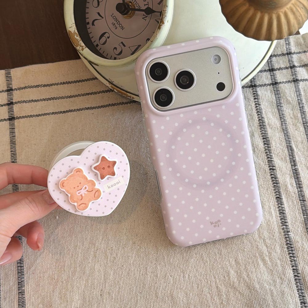 Vỏ cứng Tương thích với iPhone 13 14 14Pro 14ProMax 15 15Pro 15ProMax 16 16Pro 16ProMax 17 17Pro 17ProMax Vỏ nam châm họa tiết trái tim chấm bi màu tím