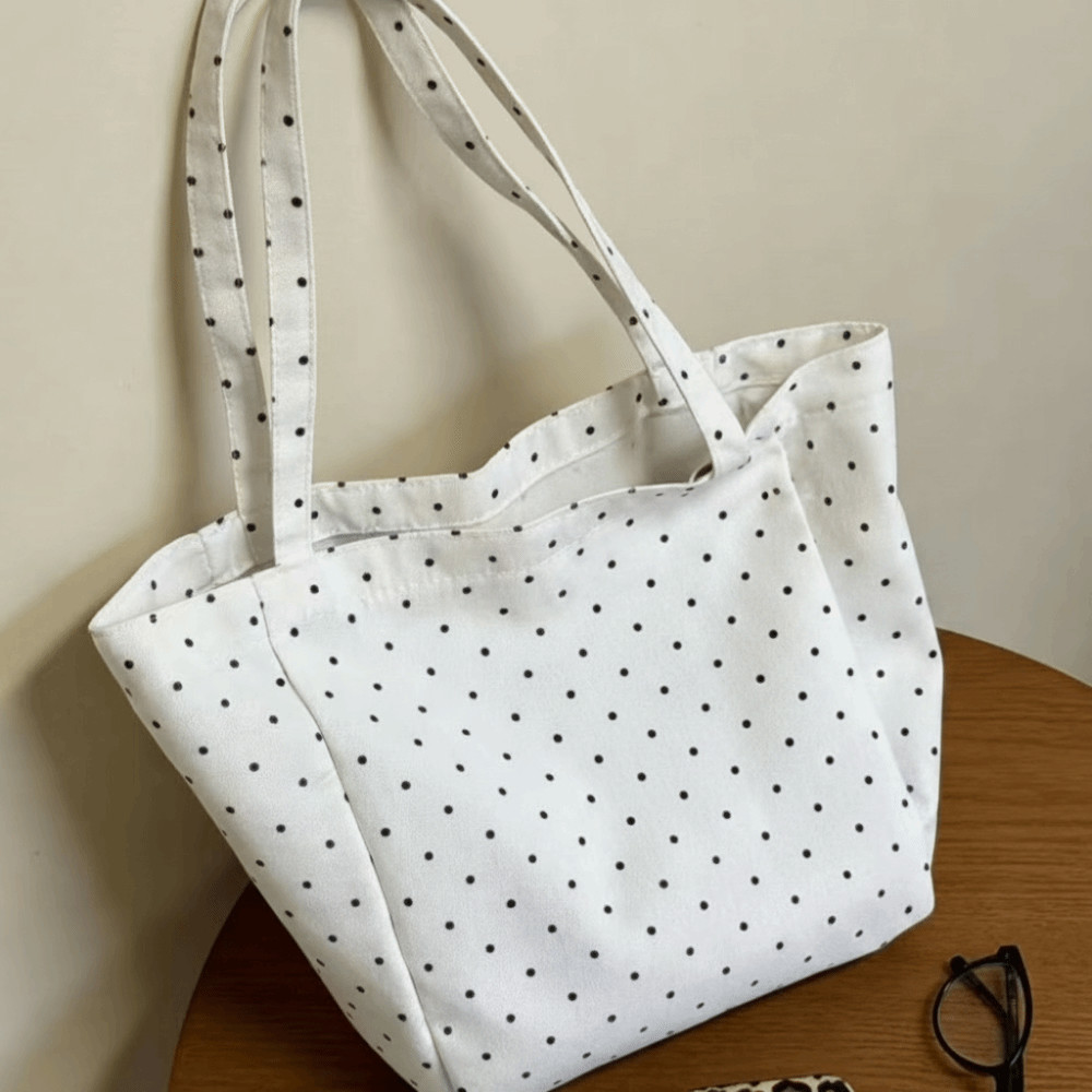 Túi đeo vai FEDAOG, Túi Tote chấm bi dung tích lớn di động, Túi xách đa năng bằng vải Canvas thời trang dành cho nữ