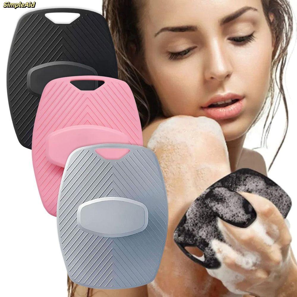 [Vận chuyển nhanh] 1 chiếc Bàn chải tẩy tế bào chết bằng silicon SIMPLEAID, Bàn chải tắm Massage mềm màu xám đen, Đồ dùng tắm làm sạch cơ thể nhẹ nhàng bền bỉ
