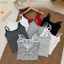 Milyfashion Hot Girl Gợi Cảm Với Miếng Lót Ngực Rỗng Cotton Sọc Sling Có Miếng Lót Ngực Ngắn Top Mỏng Hơn Nhìn Đẹp Lưng Hot Girl Y2K MLHV