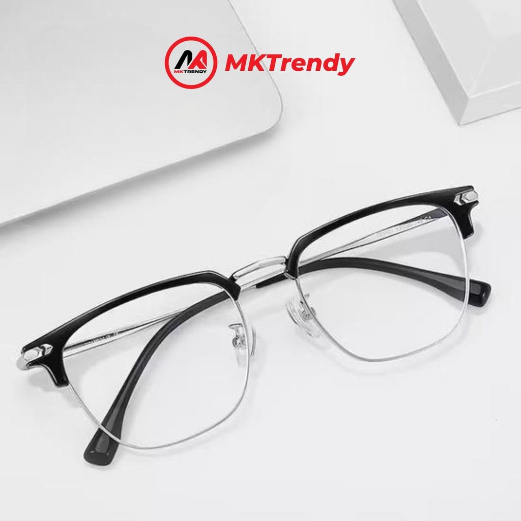 Kính đổi màu gọng kim loại MKTRENDY thời trang nam nữ chống ánh sáng xanh chống tia UV X19