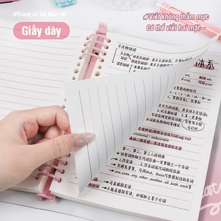 Sổ Còng A5 Bìa Nhựa PVC Trong Suốt – Vở Kẻ Ngang Thay Ruột Dễ Dàng, Sổ Ghi Chép Học Tập & Văn Phòng Kèm Sticker Trang Tr