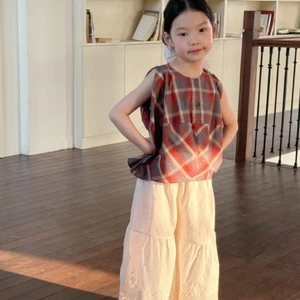 Mùa Hè 2026 Phong Cách Mới Bé Gái Phong Cách Hàn Quốc Kẻ Sọc Áo Vest Cocoon Vest