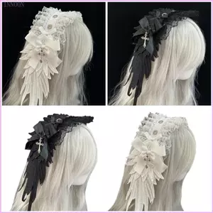 Mũ trang sức phong cách Goth với cánh băng điều chỉnh, phù hợp cho cosplay và người hâm mộ punk