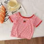 Phiên Bản Hàn Quốc Bé Gái Ice Silk Áo Thun Tay Ngắn Mùa Hè Cổ Vuông Phù Hợp Với Áo 80-130 Size G5BT