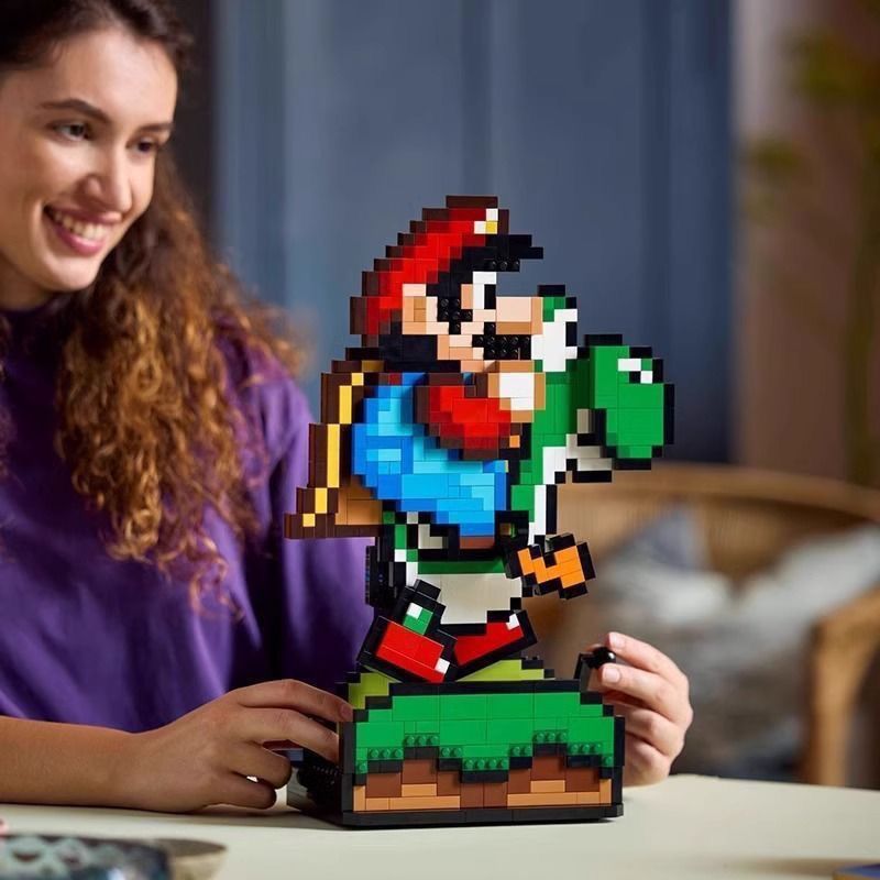 Mario World 71438 Mario Yoshi Boy Khối xây dựng lắp ráp Quà tặng đồ chơi trẻ em