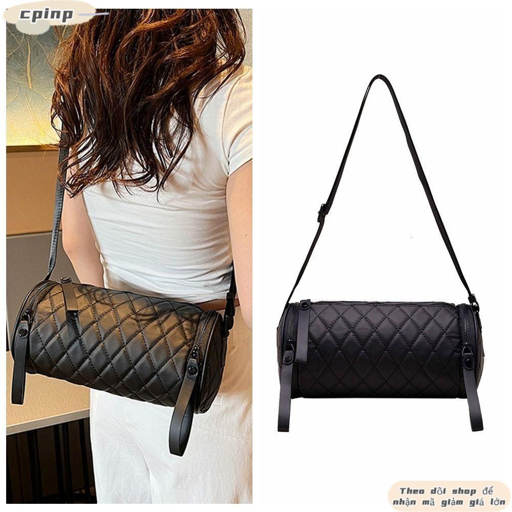 Túi Xô CPINCP, Túi Xi Lanh Nylon, Túi Đeo Ngang Tròn Dung Tích Cao Màu Trơn Du Lịch