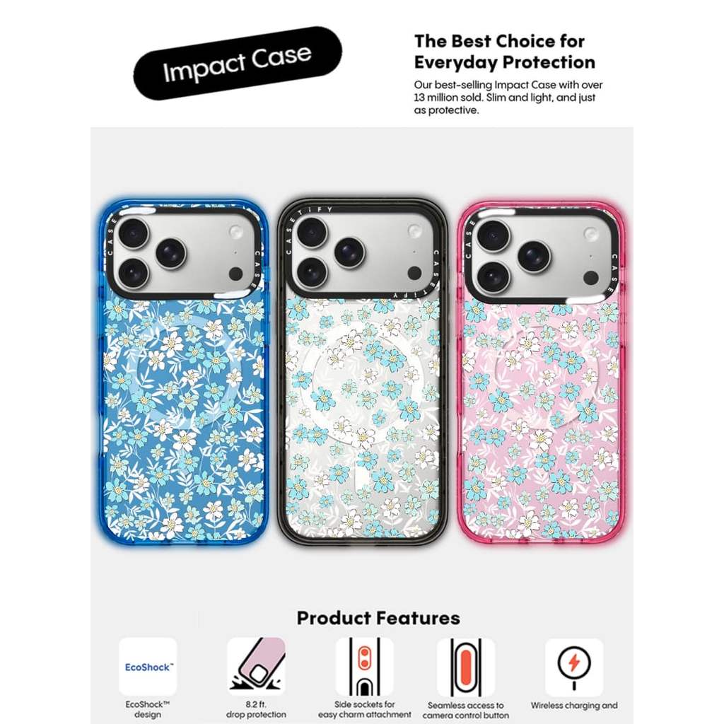 CASECASE X Đầy Hoa Hộp Đen / Bầu Trời Xanh / Hồng Fizz Kẹo Bộ Sưu Tập Màu Sắc Trong Suốt Cứng Từ Tính Hút Tác Động Dành Cho Apple IPhone 13 14 15 16 17Pro Max Plus Có Hộp