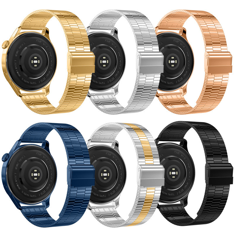 Dây đeo đồng hồ bằng thép không gỉ sọc tre 20mm 22mm Dây đeo đồng hồ kim loại có thể điều chỉnh dành cho nam nữ Unisex Vàng hồng Bạc Đen