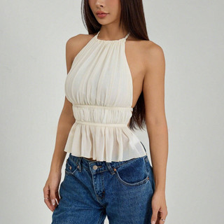 Nova-Áo Tank Top Plain Ren Up Ruched Tank Top dành cho nữ