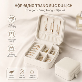 Du Lịch Hộp Trang Sức Da Di Động Tổ Chức Nhẫn Bông Tai Vòng Cổ Bảo Quản Nữ