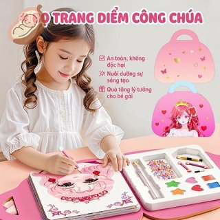 Trẻ Em Công Chúa Bộ Trang Điểm An Toàn Không Độc Hại Giấy Trang Điểm Miếng Dán Đồ Chơi Nghệ Thuật Quà Tặng Cô Gái Chơi Mang Theo Túi