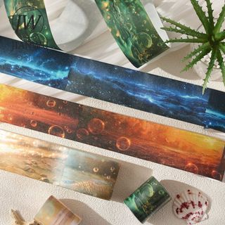 JIANWU Đuổi Sóng Và Dòng Thời Gian Vintage Bong Bóng Biển Phong Cảnh Chất Liệu Cắt Băng Washi Sáng Tạo DIY Tạp Chí Văn Phòng Phẩm