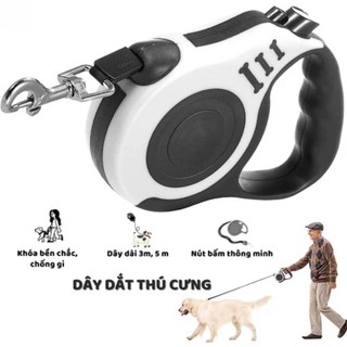 Dây xích tự động cho chó và mèo, dài 3m và 5m, móc xoay 360 độ, dây xích cho chó cỡ nhỏ và vừa có tay cầm