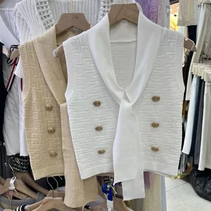 Khăn Choàng Ruy Băng Dệt Kim Áo Vest Nữ Cao Cấp, Phong Cách Mới Cho Xuân Hè