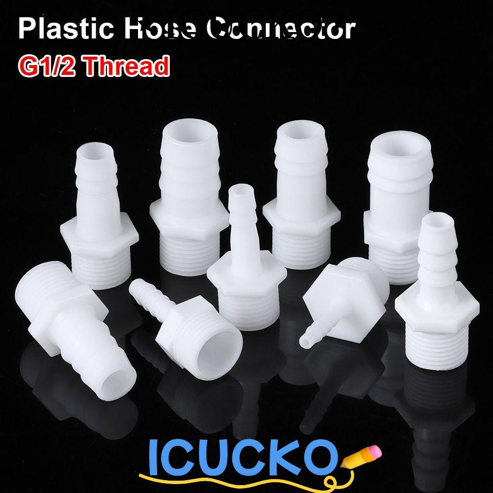 ICUCKO 1 / 10 Đầu nối ống, Phụ kiện đường ống 4 / 6 / 8 / 10 / 12 / 14 / 16 / 18 / 20mm Khớp nối ống, Hệ thống tưới nhỏ giọt ID bền bỉ Nhựa 1 / 2 Inch cho Barb