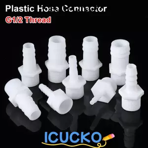 ICUCKO 1 / 10 Đầu nối ống, Phụ kiện đường ống 4 / 6 / 8 / 10 / 12 / 14 / 16 / 18 / 20mm Khớp nối ống, Hệ thống tưới nhỏ giọt ID bền bỉ Nhựa 1 / 2 Inch cho Barb