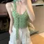 Mùa hè slim-fit croptop chấm bi gợi cảm với thiết kế in hình camisoleStreamer