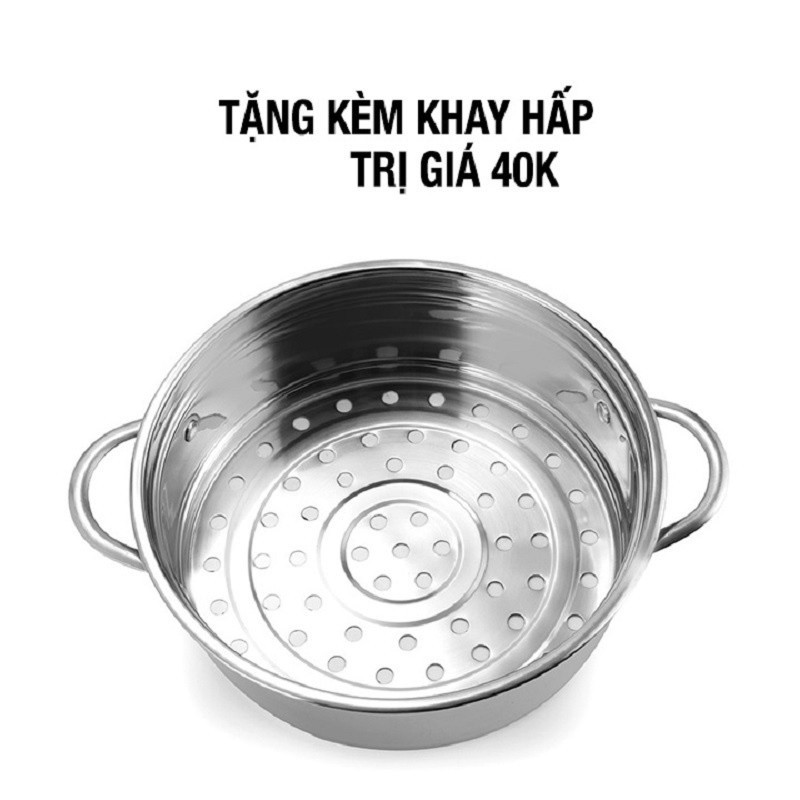 Nồi lẩu điện mini đa năng ca nấu mì 2 tầng tặng giá hấp nướng, luộc, chiên chống dính
