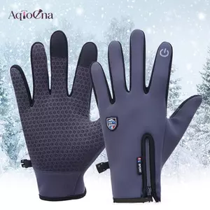 Găng Tay Xe Máy AqToCna Có Dây Kéo và Màn Hình Cảm Ứng, Chống Gió Giữ Ấm Cho Mùa Thu Đông