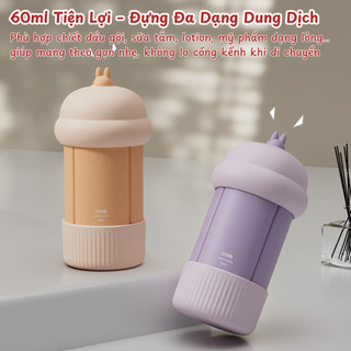 Set 4 Bình Chiết Mỹ Phẩm Du Lịch 4in1 60ml, Chai Chiết Silicon Đựng Dầu Gội Sữa Tắm Nắp Kín Chống Rỉ