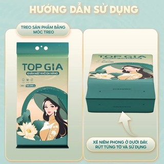 [COMBO 2 BỊCH] Khăn Vải Khô Đa Năng TopGia 200 Tờ Sắc Việt rút treo tường an toàn cho da+Móc Treo