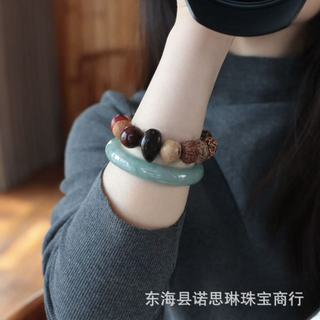 Vòng tay đá tự nhiên với hạt bồ đề, mã não đỏ, và kim cương hình ngôi sao mặt trăng - CEY4