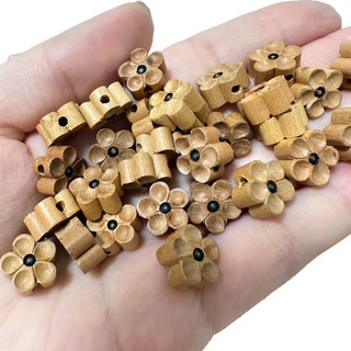 Gỗ Đào Năm Cánh Hoa Đào DIY Hạt Phụ Kiện Trang Sức Điện Thoại Di Động Dây Chuyền Vòng Tay Túi Treo Vòng Cổ Nguyên Bản XFDN