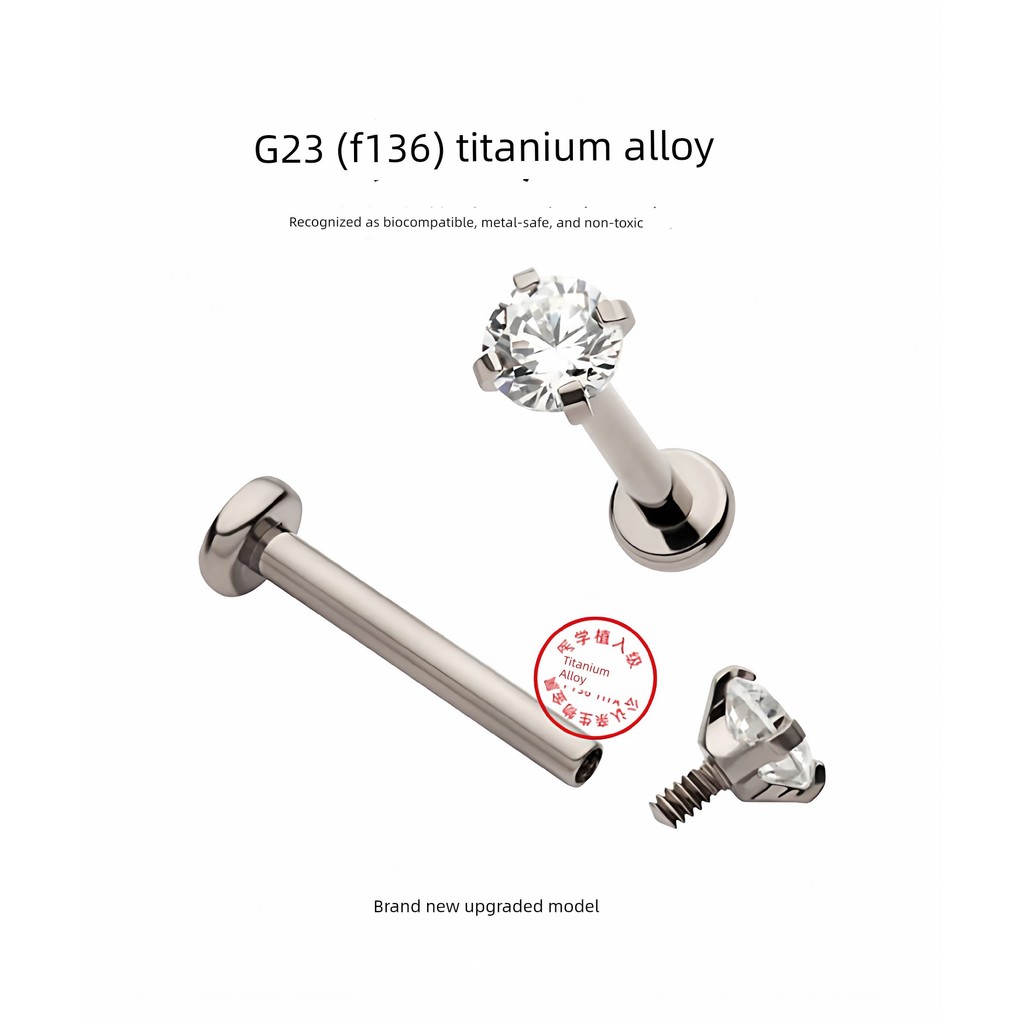 🔥 nâng cao 🔥 Chống dị ứng Khuyên tai vành tai 2026 Bông tai siêu flash hợp kim titan đáy phẳng 1mm răng bên trong zircon