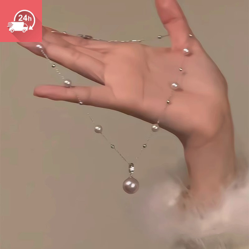 Dây chuyền ngọc trai phong cách Pháp, đơn giản, cá tính, đa năng dành cho nữ.