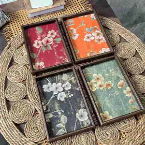 Khay trang trí đế hoa màu xanh lá cây hoa vàng, Khay lưu trữ phòng khách lối vào sáng tạo, Khay đựng đồ trang sức Đồ ăn nhẹ Hộ gia đình