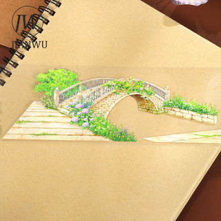 JIANWU 60mm * 5m Vintage Bridgeside Plant Hoa Phong Cảnh Chất Liệu Cắt Băng Thêu Sò PET Sáng Tạo DIY Tạp Chí Văn Phòng Phẩm