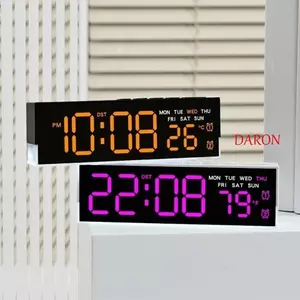 Đồng hồ điện tử DARON, Đồng hồ báo thức kỹ thuật số LED hiển thị nhiệt độ, Hiển thị ngày trong tuần đa chức năng Báo thức kép với chế độ ban đêm Đồng hồ bàn Sử dụng văn phòng
