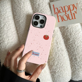 Ốp bảo vệ họa tiết cà chua chấm bi màu hồng cho iPhone 11 12promax 13pro15pro 15promax 14 14promax 14pro 16 pro max 16 plus 17 17promax